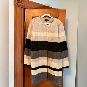 Striped Wool Blend Coat
